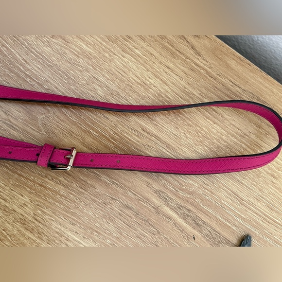 Henri Bendel Large West 57th Satchel Fuchsia Pink Saffiano Leather Crossbody Bag - Picture 11 of 16